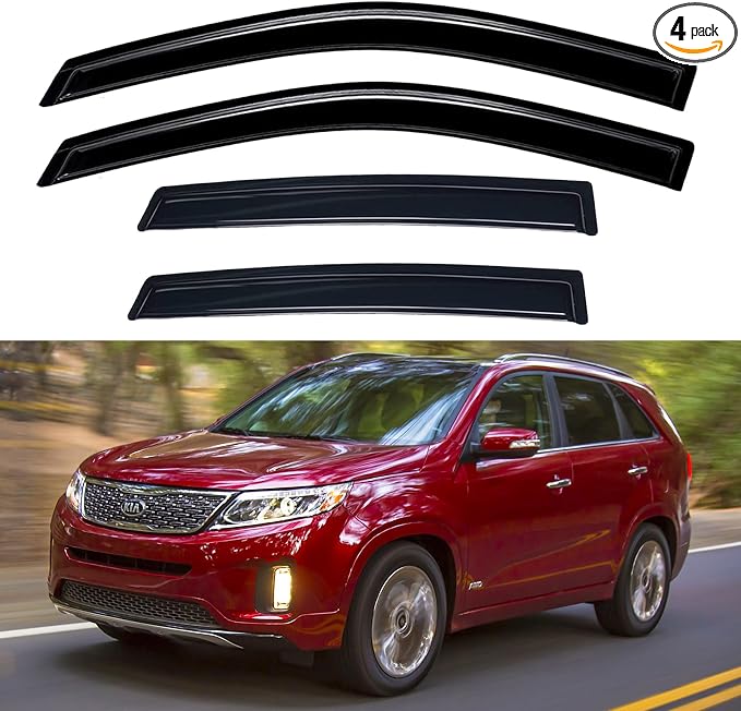Window Visors Rain Guards for 2011 2012 2013 2014 2015 Kia Sorento, Out-Channel by YQAUTEC