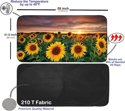 Gven Windshield Sun Shade for Car, Foldable Sunflower Vehicle Sun Visor Shade - Image 2