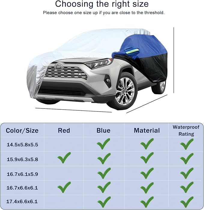 Car Cover for SUV Waterproof All Weather Snowproof UV Windproof Outdoor Full - Image 3