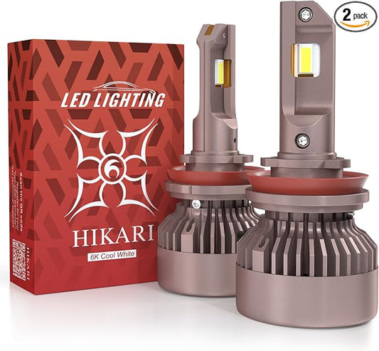 HIKARI WINGS H11 Fog Light, 50000LM Pure White 6000K LED Bulbs, Plug & Play by HIKARI