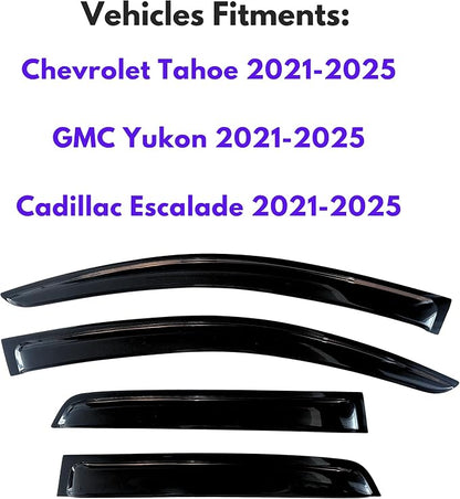 KPY Window Visors Rain Guards for 2021-2025 Chevy Tahoe & GMC Yukon & Cadillac - Image 2