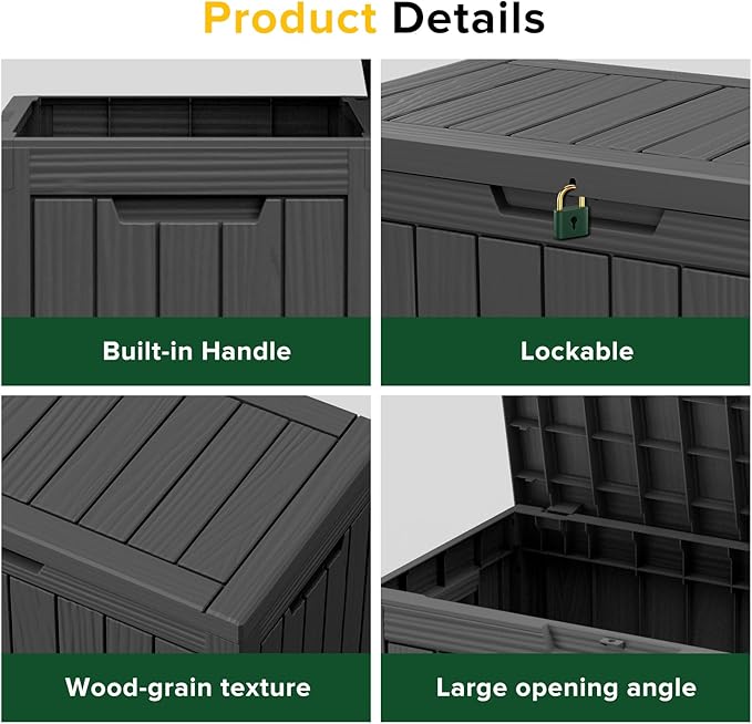 45 Gallon Resin Deck Box, Waterproof Outdoor Storage Bin - Image 8