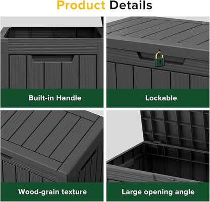 45 Gallon Resin Deck Box, Waterproof Outdoor Storage Bin - Image 8