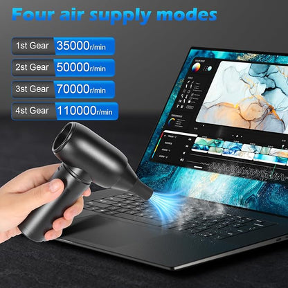 Air Duster Jet and Vacuum 2 in 1, 4 Gears Adjust, Rechargeable Portable - Image 2