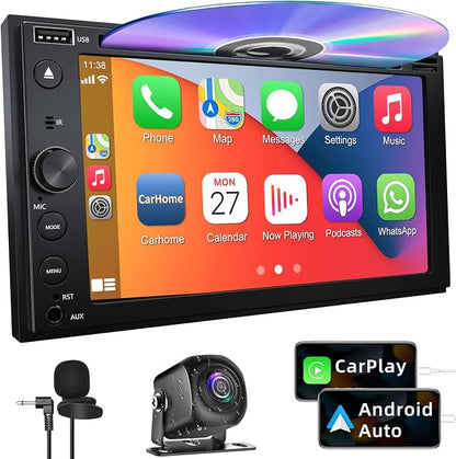 Double Din Car Stereo with CD/DVD Player Apple Carplay & Android Auto, 6.2Inch by Unknown