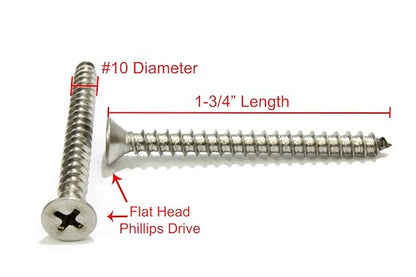 Bolt Dropper #10 X 1-3/4'' Stainless Steel Flat Head Phillips Wood Screw - Image 2