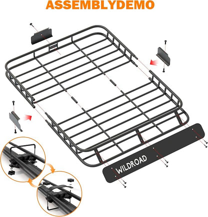 WILDROAD Roof Rack Cargo Basket, Upgraded 4” Fence Car Roof Basket - Image 8