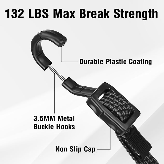 Bungee Cords with Hooks Heavy Duty, Flat Adjustable Bungee Cords with Hooks 40 - Image 4