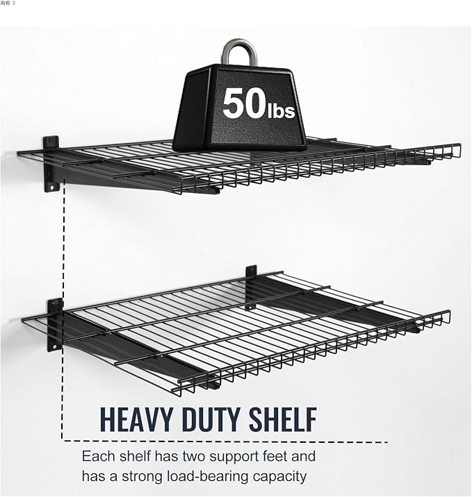 2 Pack Garage Wall Mounted Shelf, 19.7" x 11.4" Heavy Duty Wall Storage Shelves - Image 3