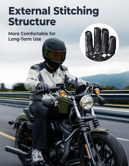 KEMIMOTO Motorcycle Leather Gloves, Sheepskin Protective Gloves - Image 5