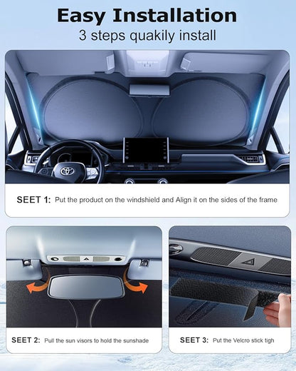 DMJN Windshield Sun Shade Car, Keep Car Cool & Interior Protection Sunshade - Image 7