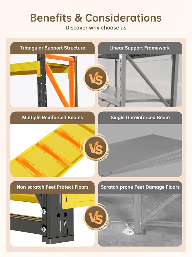 4-Tier Storage Shelves, Adjustable Industrial Metal Shelf System, 500lbs - Image 5