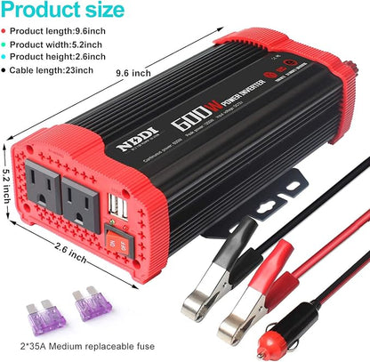 600W Car Power Inverter 12V DC to 110V AC Converter - Image 2