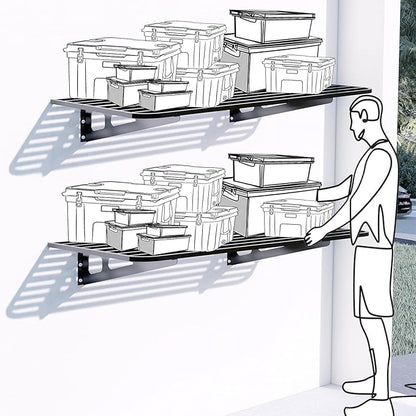 2-Pack 2x4ft Garage Wall Shelving, 2 Shelf Total 8 ft Garage Wall Storage - Image 6