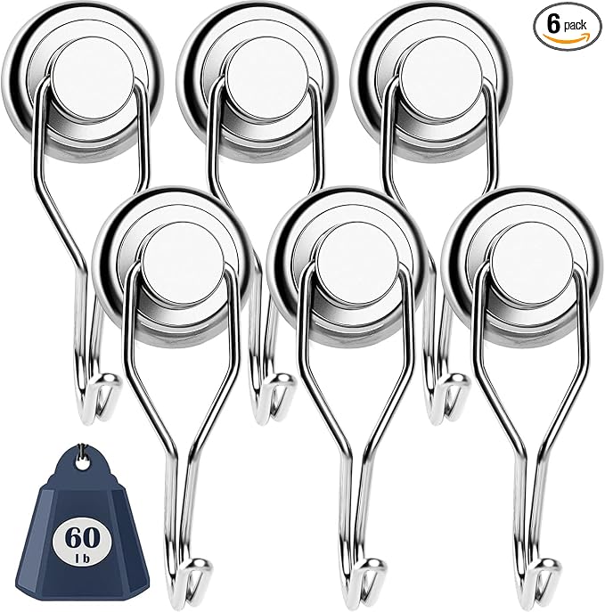 DIYMAG Swivel Swing Magnetic Hooks, Strong Heavy Duty Neodymium Magnet Hooks by DIYMAG