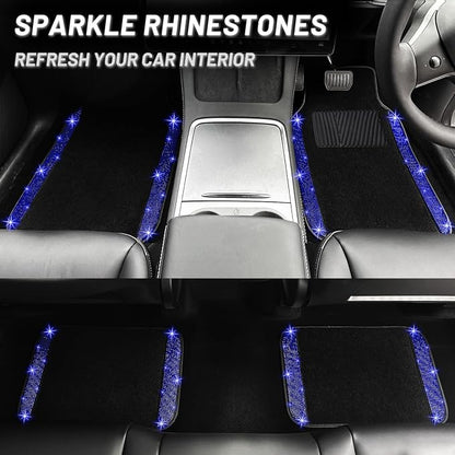 NBTEPEM Blue Bling Car Floor Mats Full Set, Universal Fit Most Cars - Image 6