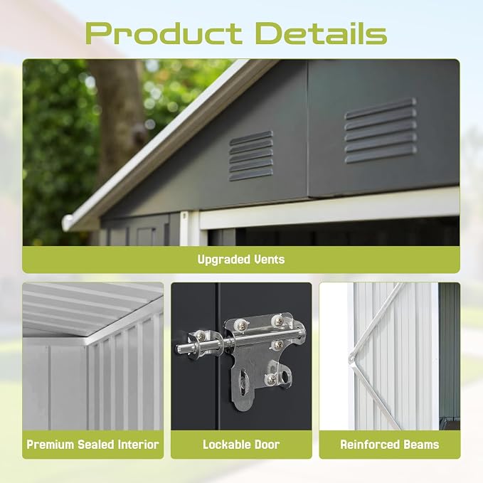 6' x 4' Outdoor Storage Shed, Sturdy Metal Building w/Lockable Doors - Image 4