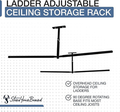 StoreYourBoard Double Ladder Ceiling Rack – Hi Port 2 Garage Ceiling Ladder - Image 3