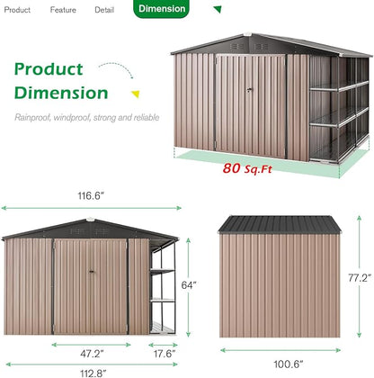 AECOJOY 10x8 Metal Storage Shed - Image 4