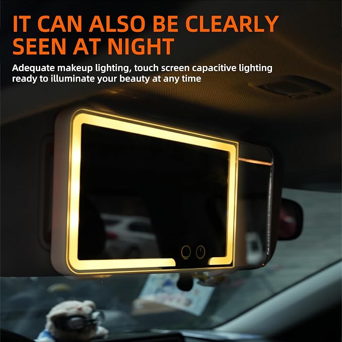 2 pack， Car Sun Visor Vanity Mirror， Rechargeable Led 3 Light Modes, Dimmable - Image 4