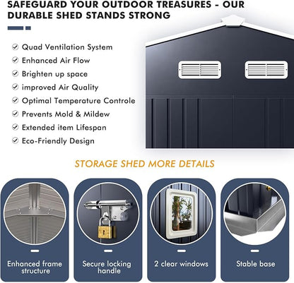 Metal Shed 10x12x7 FT, Sheds Outdoor Storage - Image 5