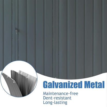 IKERY Extra Large Galvanized Steel Storage Shed 11' x 12.5' - Image 4