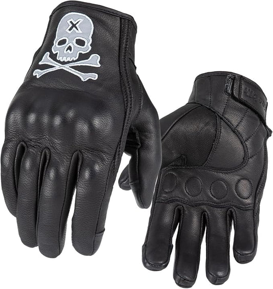 Goatskin Leather Motorcycle Motorbike Powersports Racing Gloves Reflective by Keebik