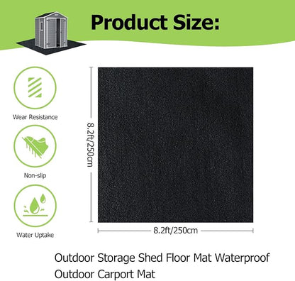 Outdoor Storage Shed Floor Mat, 8.2*8.2FT Waterproof Washable Garden Flooring - Image 2