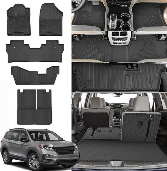 Floor Mats Compatible with Honda Pilot 8 Seats 2016-2022 by TTXLIGHTING%C2%AE