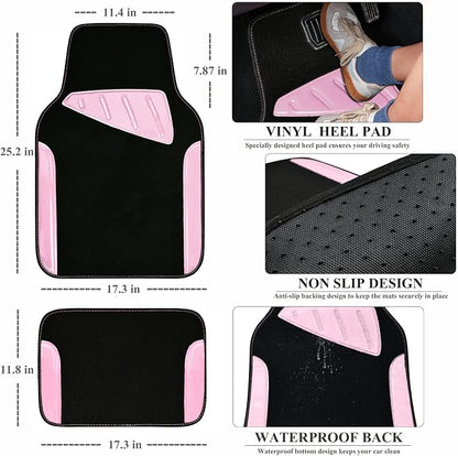 CAR PASS Jelly Waterproof Universal Fit Car Floor Mats, Girly Car Carpet Mats - Image 2