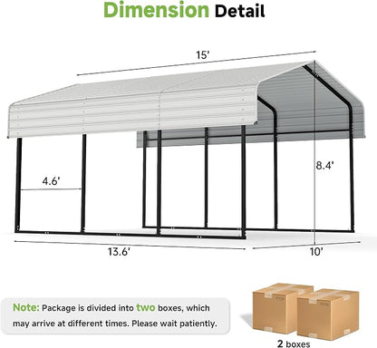 Real Relax 10×15FT Heavy Duty Carport, Metal Car Port Multi-Use Outdoor Storage - Image 6