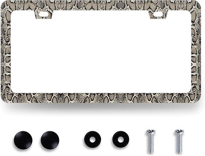 Snake Skin Print License Plate Frame Brown Animal Texture License Plate Holder by MUAWUOIK