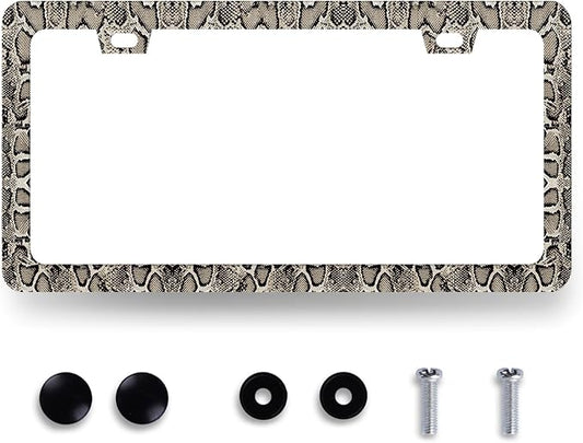Snake Skin Print License Plate Frame Brown Animal Texture License Plate Holder by MUAWUOIK