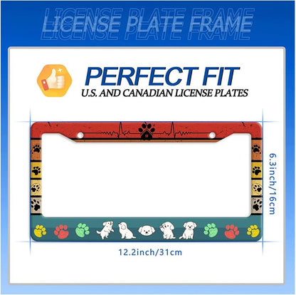 Dog License Plate Frame Cute Dog Paws License Plate Stainless Steel Animal - Image 7