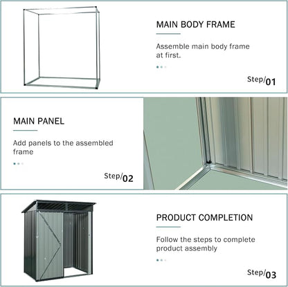 Metal 5x3 FT Garden Storage Shed, Outdoor Small Shed - Image 4