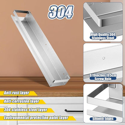 Lallisa 2 Pieces Stainless Steel Shelf Bathroom Shower Floating Shelves Wall - Image 4
