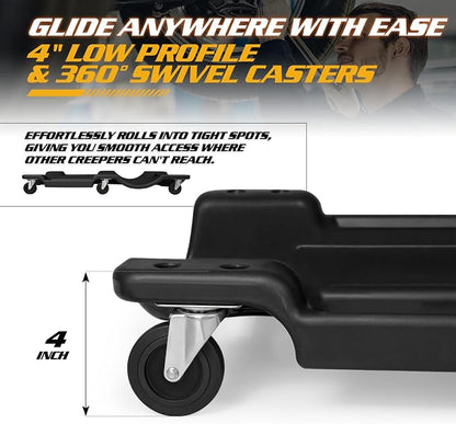 Magshion Rolling Garage with Padded Headrest, Shop Creeper 40" Mechanic Cart - Image 8