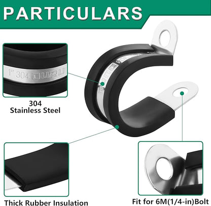 1/2-Inch Stainless Steel Rubber Coated Pipe & Wire Clamps - Image 2