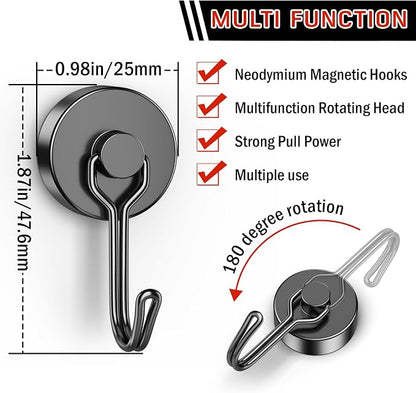 FINDMAG Black Magnetic Hooks, 60 LB+ Magnetic Hooks Heavy Duty 2025 Cruise Ship - Image 2