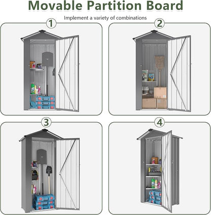 Outdoor Metal Storage Shed, Waterproof Garden Tool Shed - Image 4