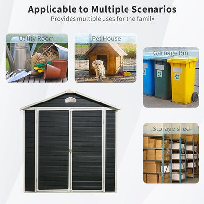 6x8 FT Outdoor Storage Shed, Resin Garden Shed - Image 6