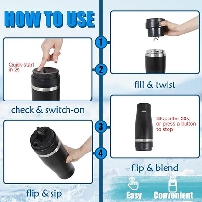 Ice Shave 2-in-1 Stainless Steel Vacuum Tumbler & Cordless Blender - 28oz - Image 3