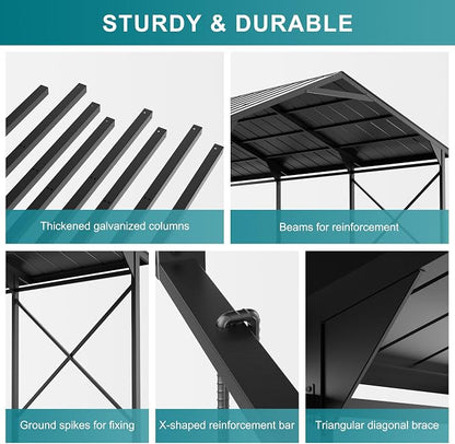 Kullavik 22x12x10 FT Metal Carport, Heavy Duty Carport Canopy - Image 6