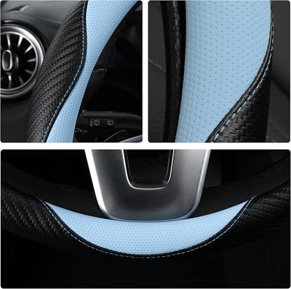 Car Steering Wheel Covers for Women Padded Carbon Fiber PU Leather Cute Auto - Image 6