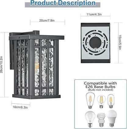 Outdoor Wall Light E26 Base Metal Frame - Image 2