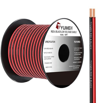 16 Gauge Wire 100FT, 16/2 AWG Red Black Hookup Electrical Wire LED Strips by Tyumen