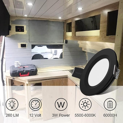 12 Volt LED Puck Light RV Boat Recessed Ceiling Light Super Slim LED Panel Light - Image 2