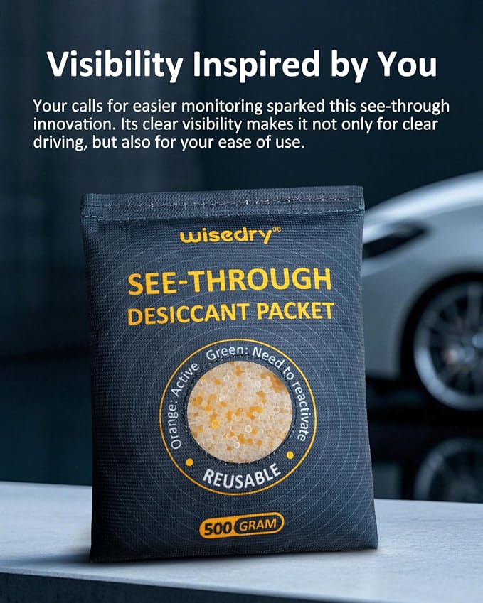 wisedry 2 x 500 Gram See-Through Silica Gel Car Dehumidifier Packets, - Image 4
