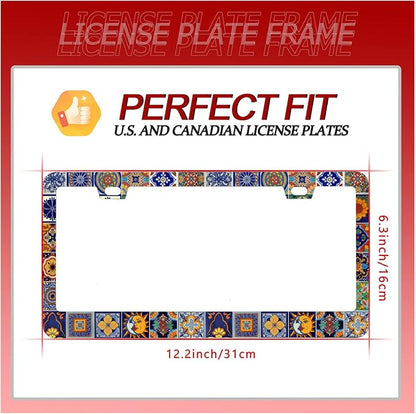 Personalise Mexican Tiles License Plate Frames Mandala Boho License Plate Frame - Image 6