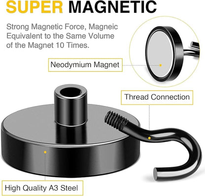 DIYMAG Black Magnetic Hooks, 118 LB Heavy Duty Strong Magnets - Image 3